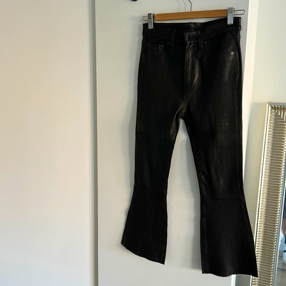 RAG & BONE 100% LAMB LEATHER PANTS BLACK SIZE 25